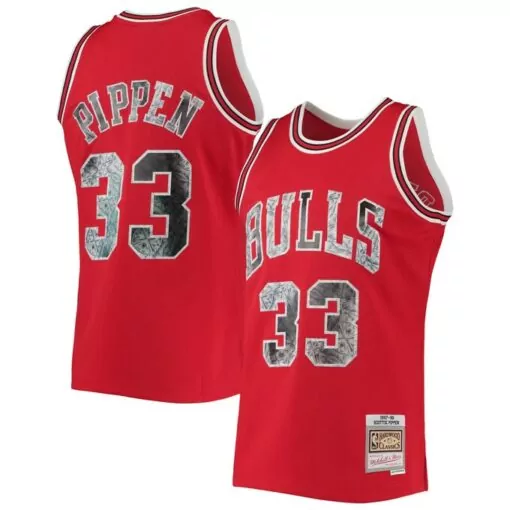Scottie Pippen 33 Bulls Jersey Red Men Throwback Design White Classics Anniversary