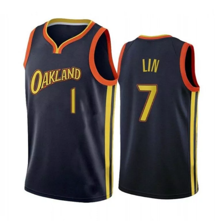 Jeremy Lin 7 Oakland Jersey Black Men Yellow Orange