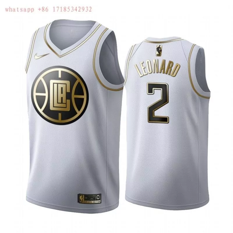 Kawhi Leonard 2 Jersey White City Edition Los Angeles Clippers Men Gold Black