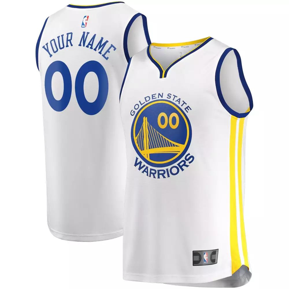 Custom Golden State Warriors Jersey White Men Royal Blue Yellow