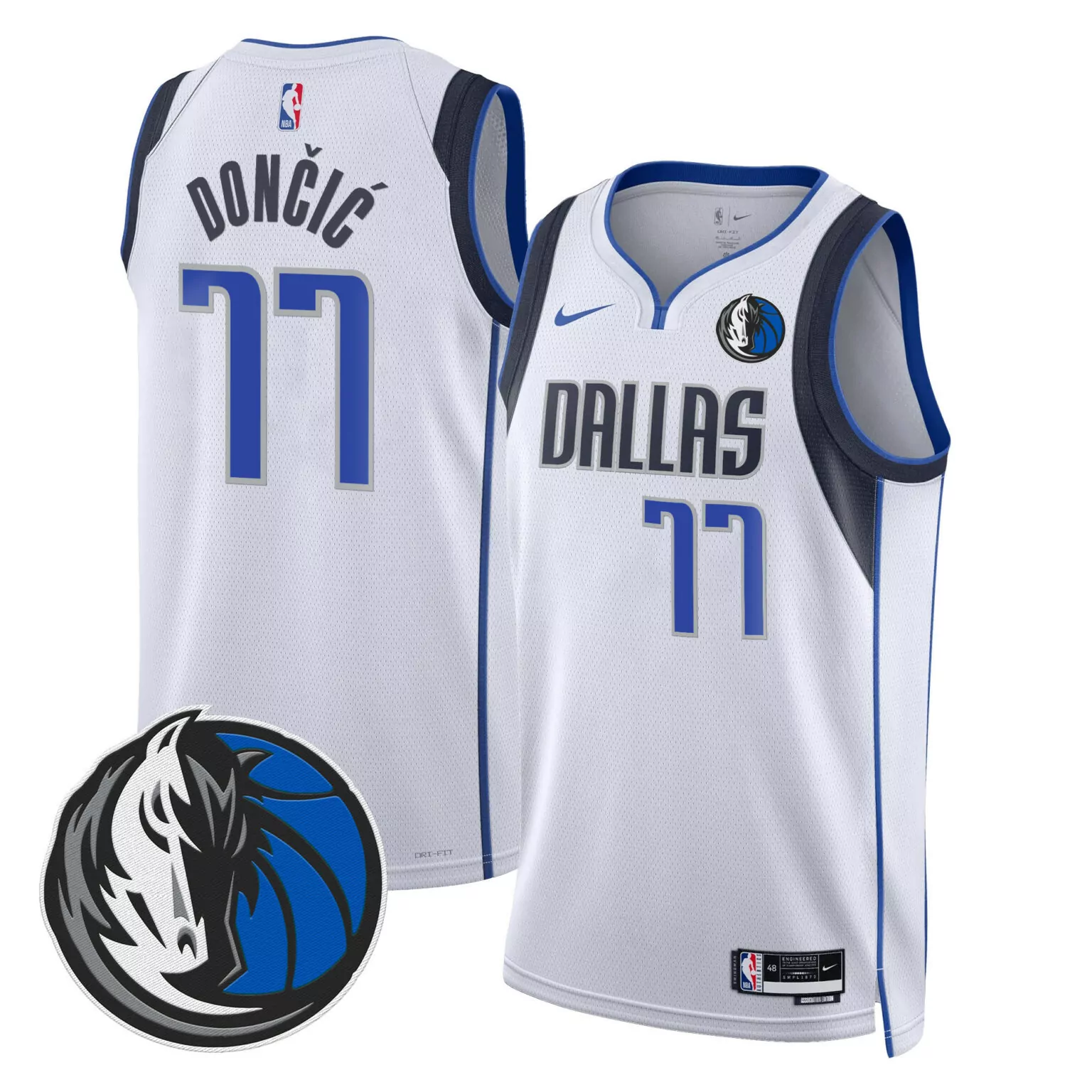 Luka Doncic 77 Dallas Mavericks Jersey White Men Player Blue Gray Black Swingman