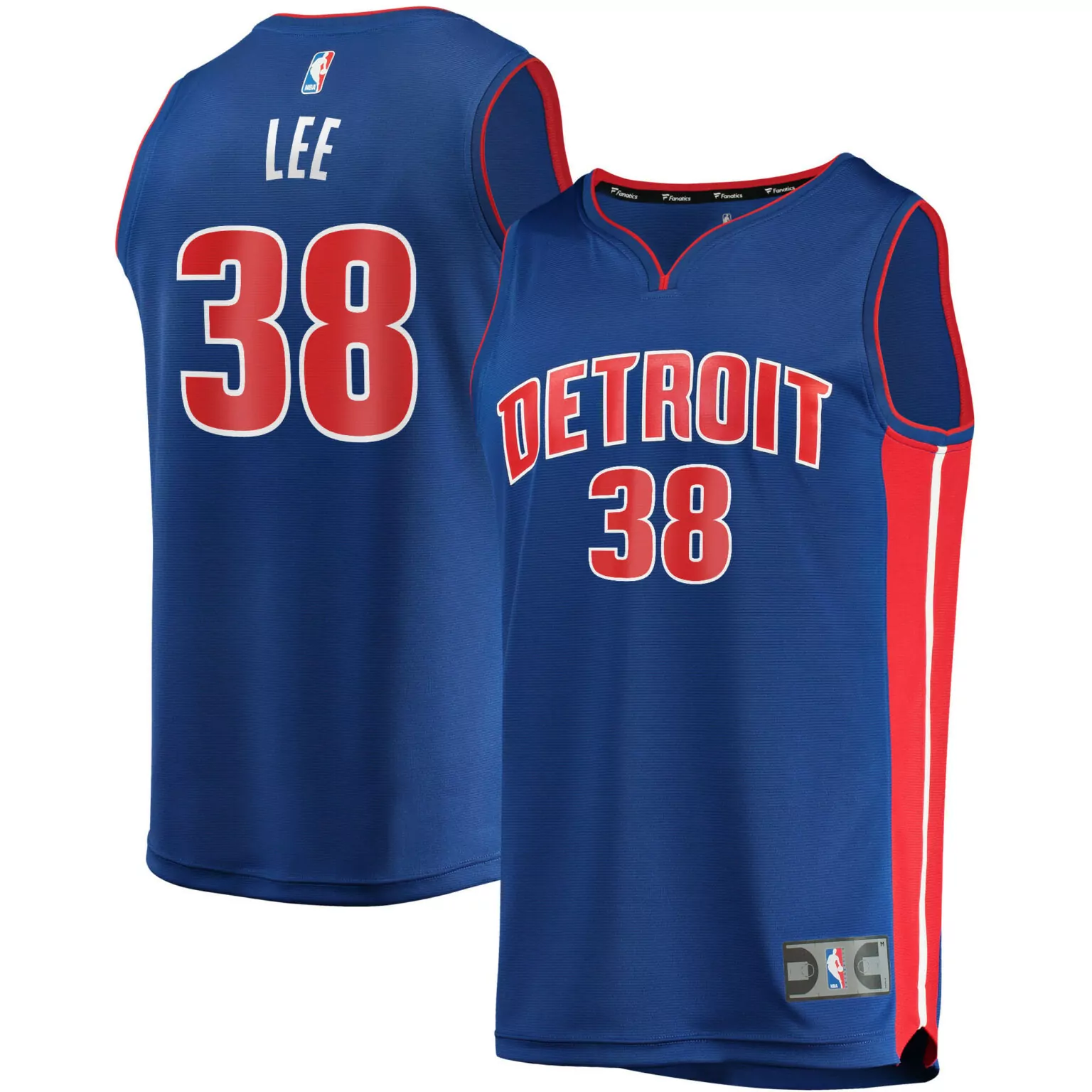 Damion Lee 38 Detroit Pistons Jersey Blue Men NBA Red White Icon