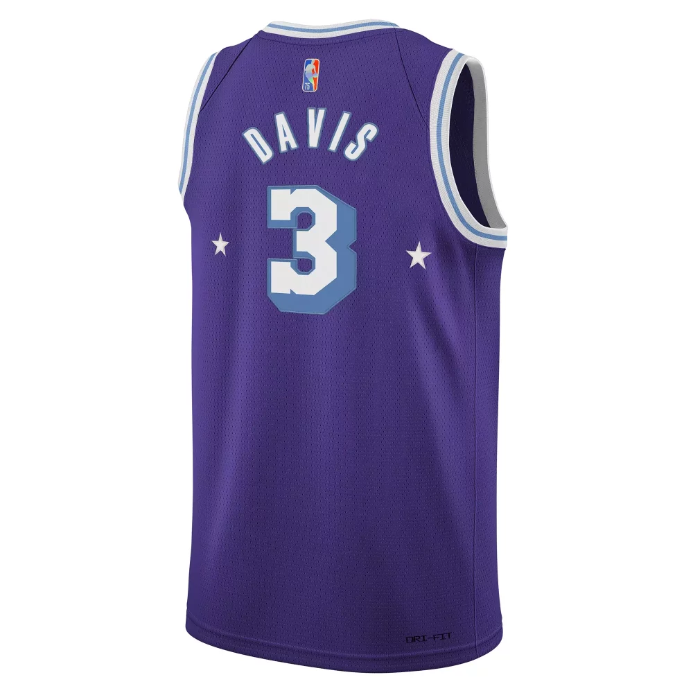 Davis 3 Los Angeles Lakers Jersey Purple 75th Anniversary Men White Light Blue Swingman