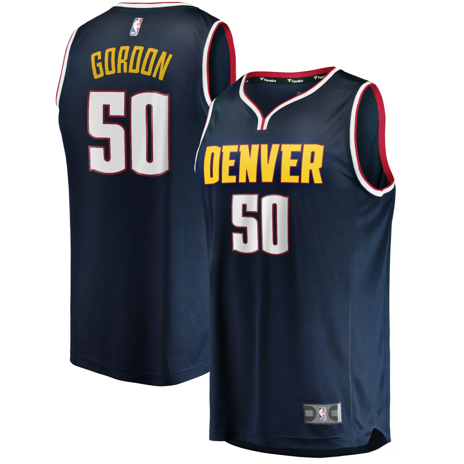 Aaron Gordon 50 Denver Nuggets Jersey Navy Blue Men NBA Yellow White Red Icon