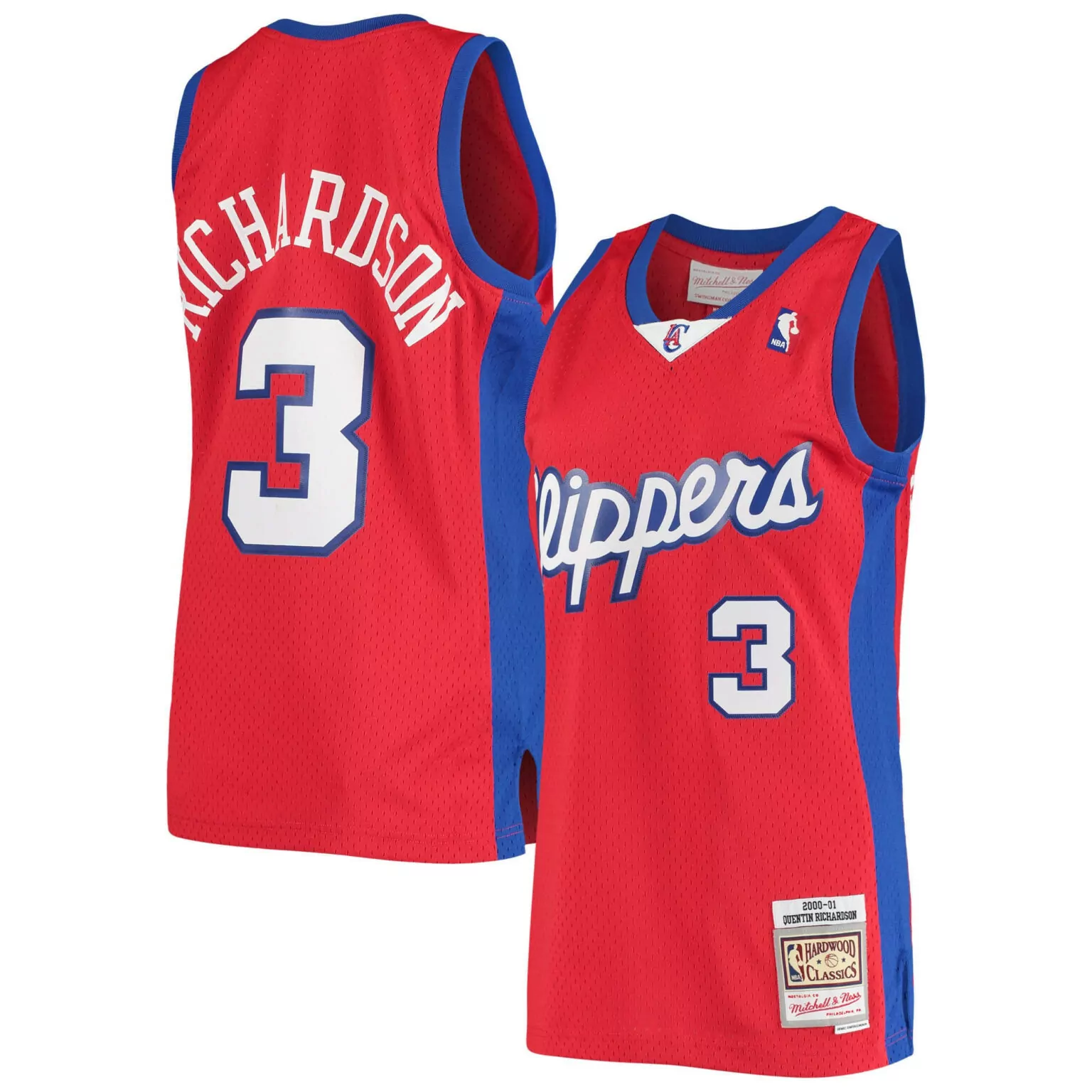 Jase Richardson 3 Clippers Jersey Red Hardwood Classics 2001 Men Blue