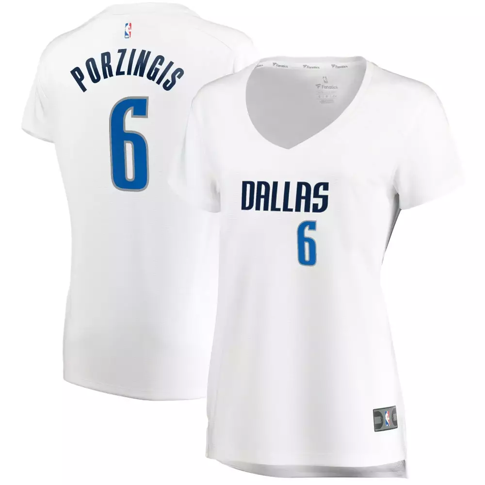 Kristaps Porzingis 6 Jersey White Dallas Mavericks Women Replica Blue Navy