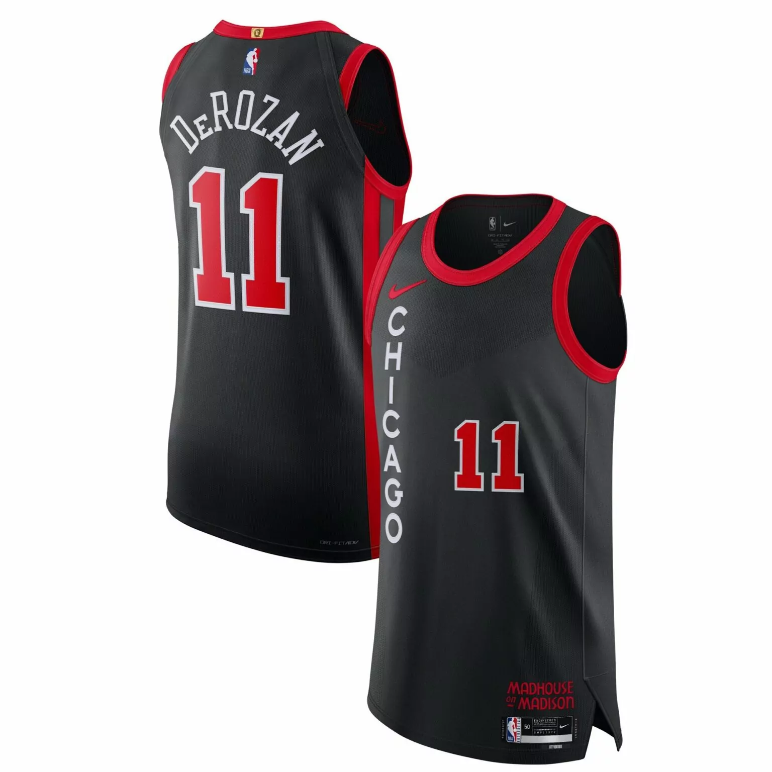 Demar Derozan 11 Chicago Bulls Jersey Black Madhouse Madison Men Replica Red All
