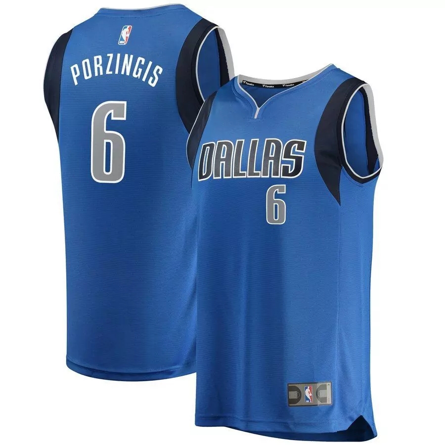 Kristaps Porzingis 6 Jersey Blue Dallas Mavericks Men NBA Dark Gray Icon