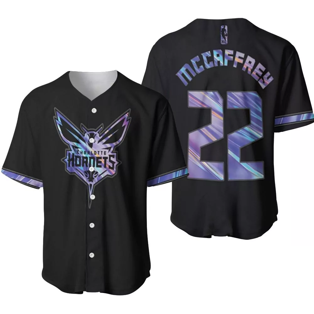 Christian Mccaffrey 22 Jersey Black Charlotte Hornets Men Alternate Custom Design
