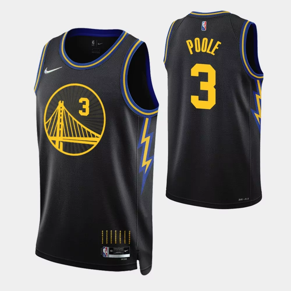 Jordan Poole 3 Jersey Black Golden State Warriors Men Standard Alternate Split Design