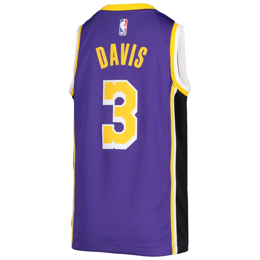 Davis 3 Los Angeles Lakers Jersey Purple Men Yellow White Black Swingman