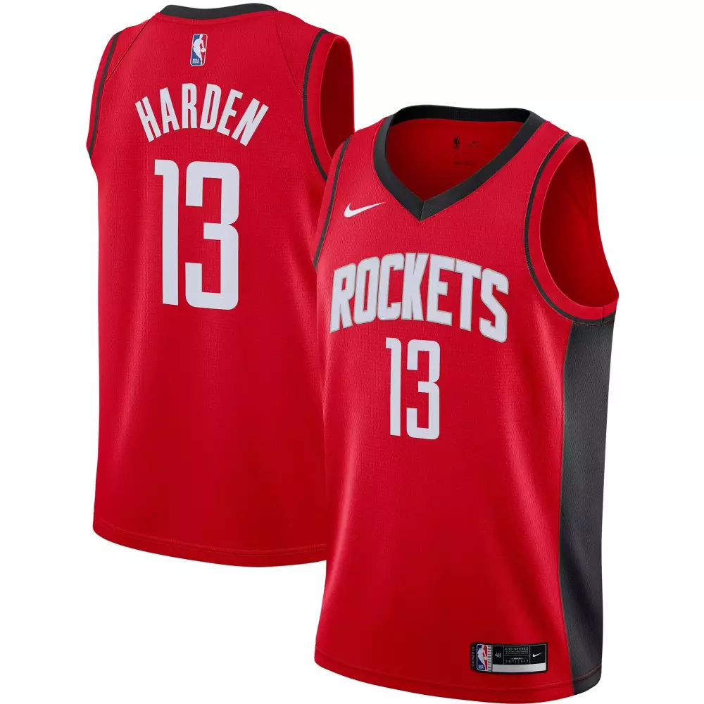 James Harden 13 Houston Rockets Jersey Red Men Black Icon