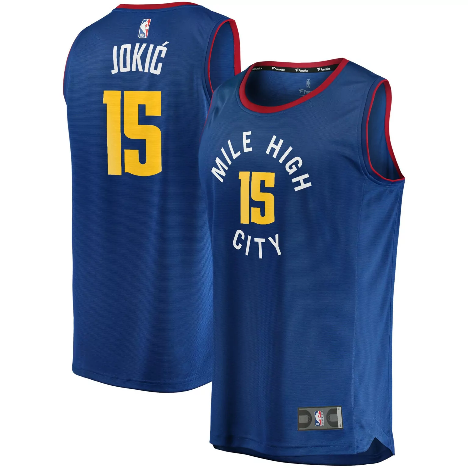 Nikola Jokic 15 Denver Nuggets Jersey Blue Men NBA Red Yellow