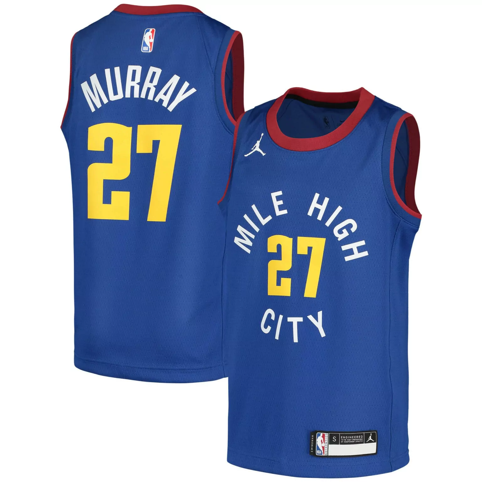 Jamal Murray 27 Denver Nuggets Jersey Blue Men Swingman Red Yellow