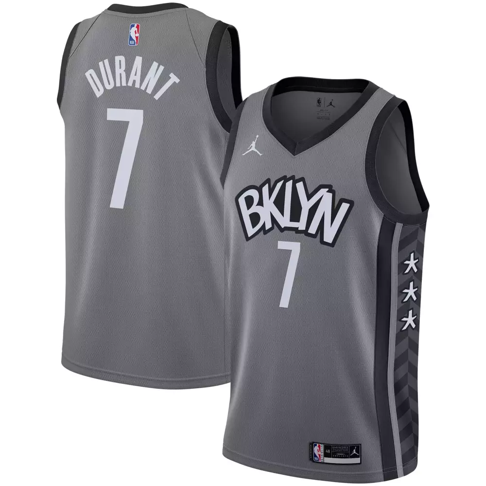 Kevin Durant 7 Brooklyn Nets Jersey Grey City Connect Men Split Design White Black