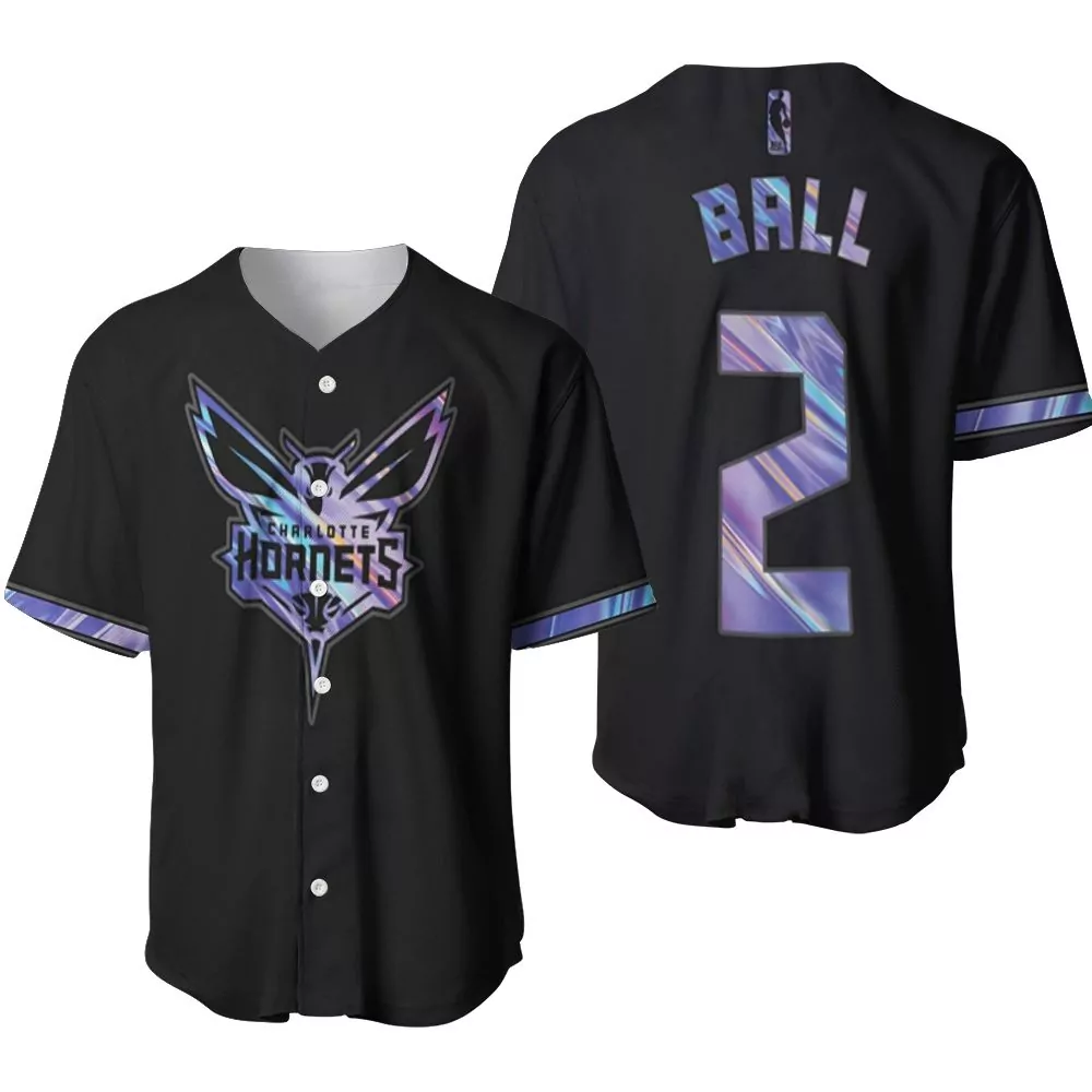 Lamelo Ball 2 Charlotte Hornets Jersey Black Men Alternate Split Design Purple Blue