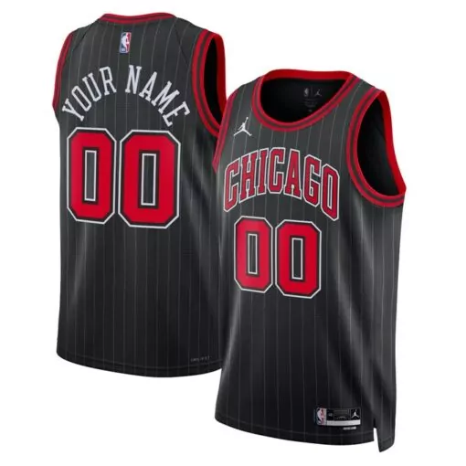 Custom Chicago Bulls Jersey Black Men Red White Unisex