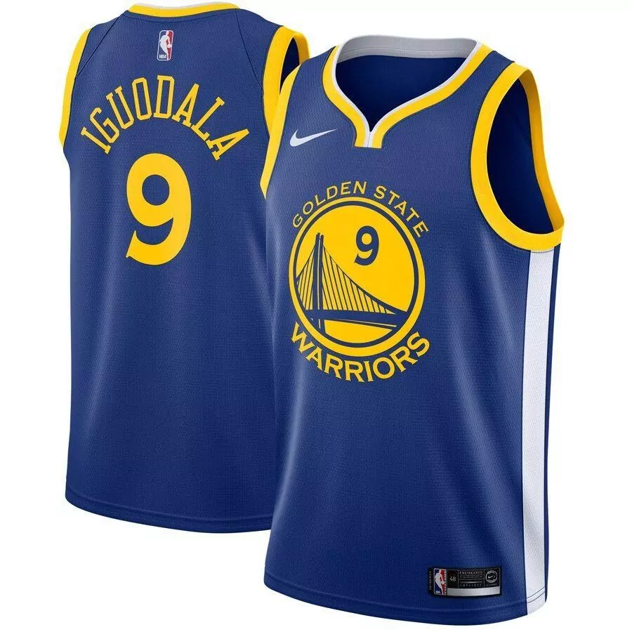 Andre Iguodala 9 Jersey Blue Golden State Warriors Men Yellow White Swingman Icon