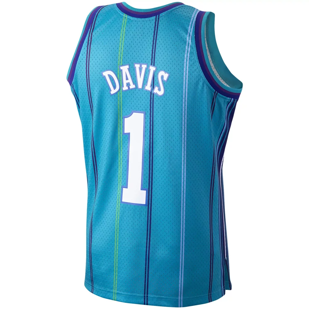 Baron Davis 1 Charlotte Hornets Jersey Teal Men Pinstripe Purple Light Blue Green