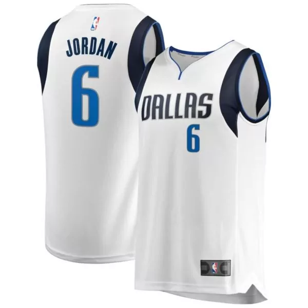 Deandre Jordan 6 Dallas Mavericks Jersey White Men Replica Blue Navy