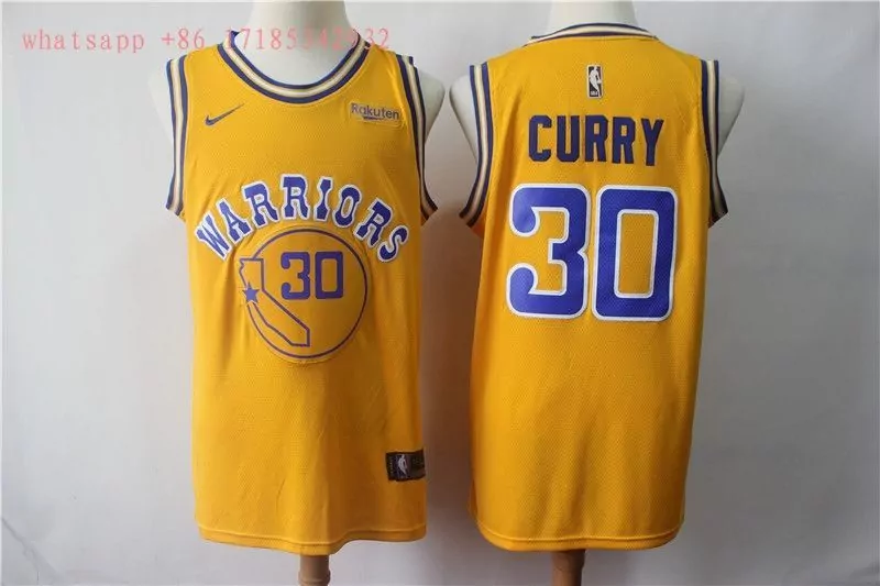 Stephen Curry 30 Warriors Jersey Yellow Men Blue Navy White