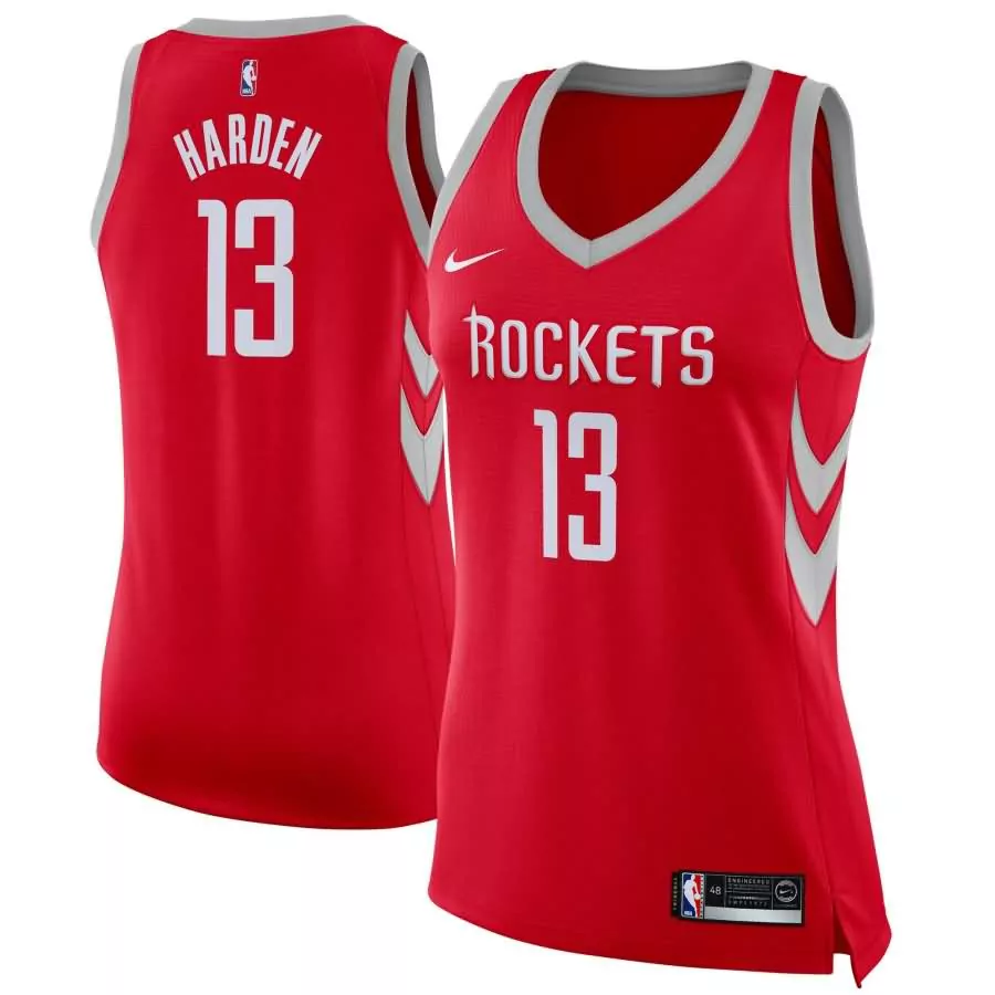 James Harden 13 Rockets Jersey Red Men Standard Gray Swingman Icon