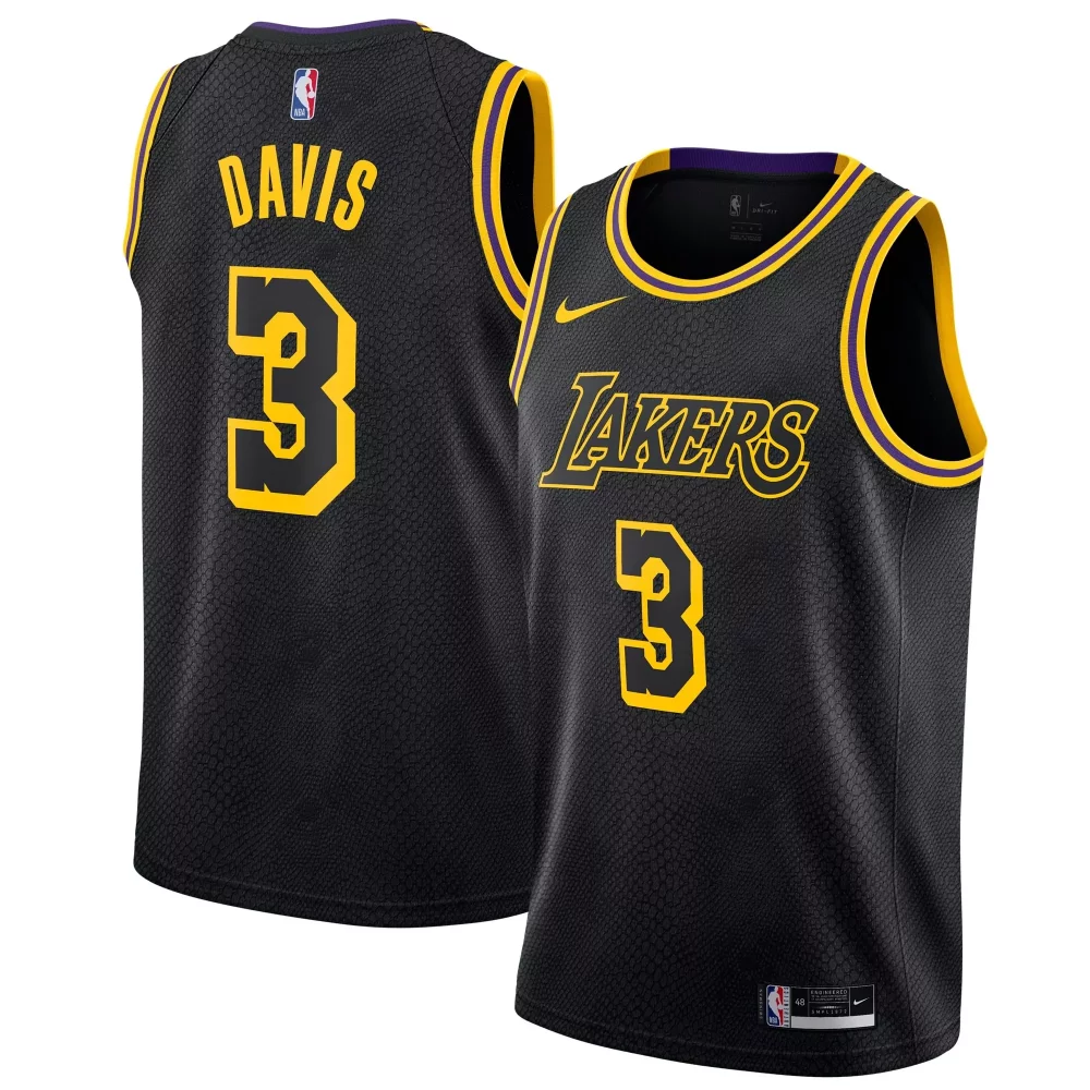 Davis 3 Lakers Jersey Black Men Yellow Purple