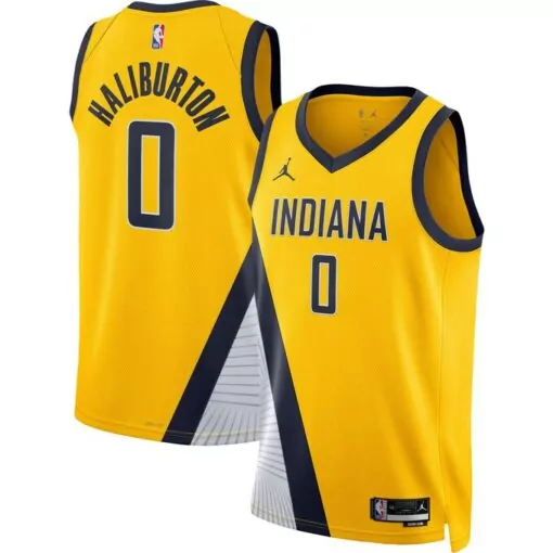 Tyrese Haliburton Indiana Pacers Jersey Yellow Men Navy Blue White Unisex