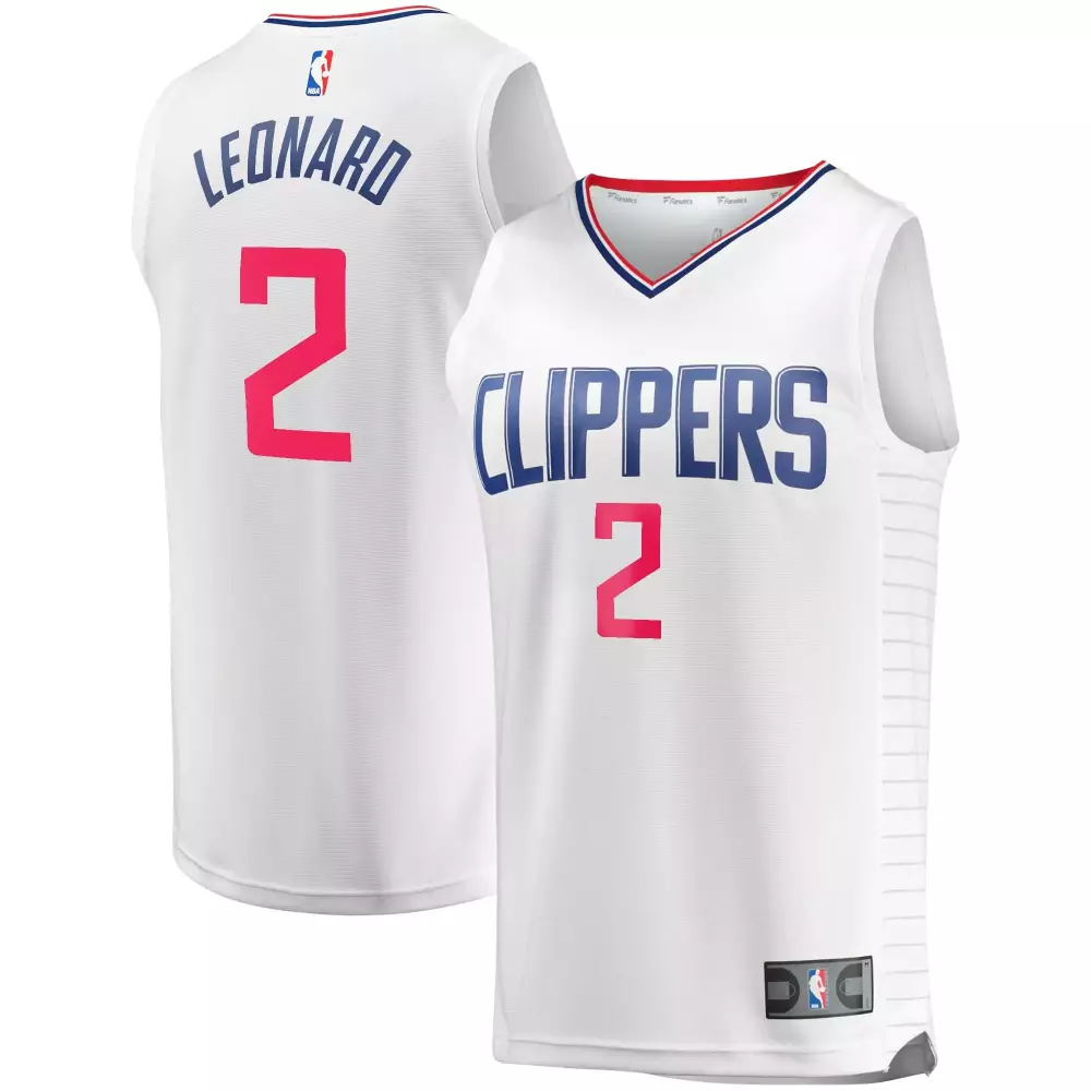 Kawhi Leonard 2 Clippers Jersey White Men Blue Red Pink
