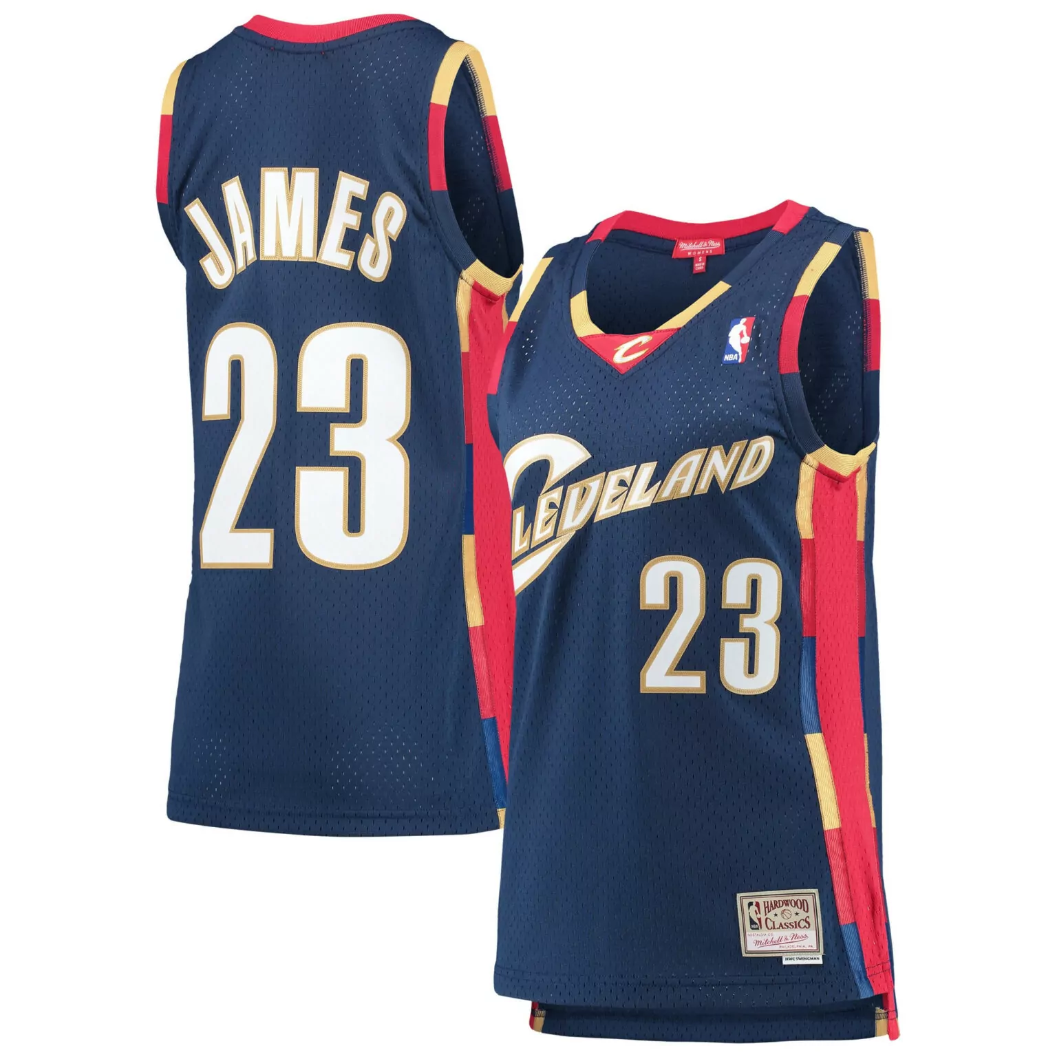 Lebron James 23 Jersey Navy Blue Cleveland Cavaliers Hardwood Classics Men NBA Red