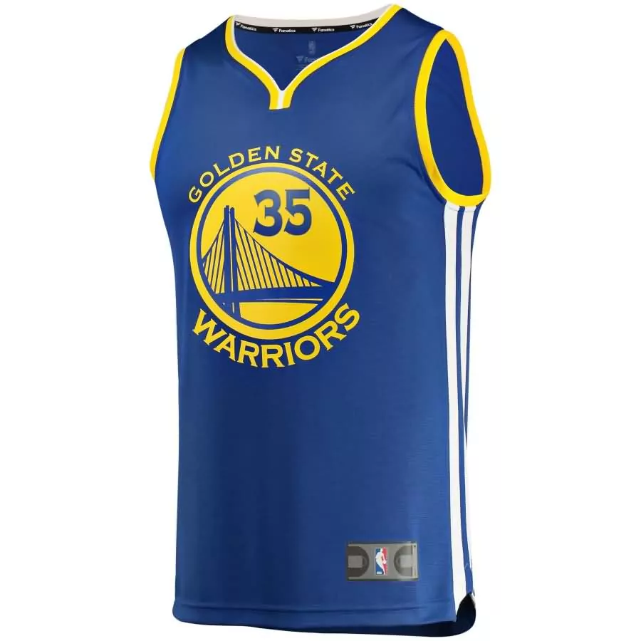 Kevin Durant 35 Jersey Blue Golden State Warriors Men Yellow White Icon