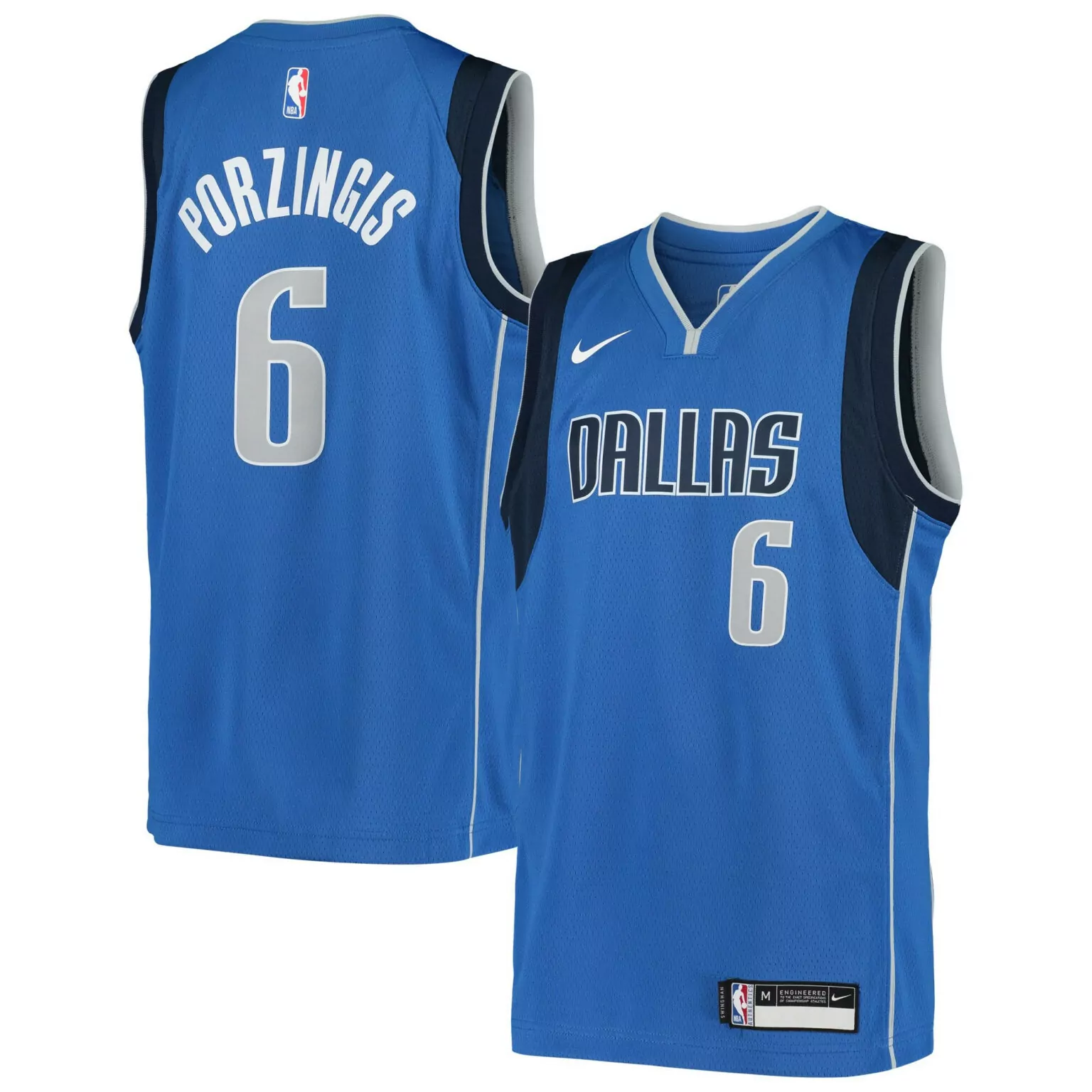 Kristaps Porzingis 6 Jersey Blue Dallas Mavericks Men Standard White Dark Icon