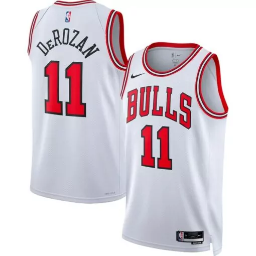 Demar Derozan 11 Bulls Jersey White Men Standard Red Black Unisex