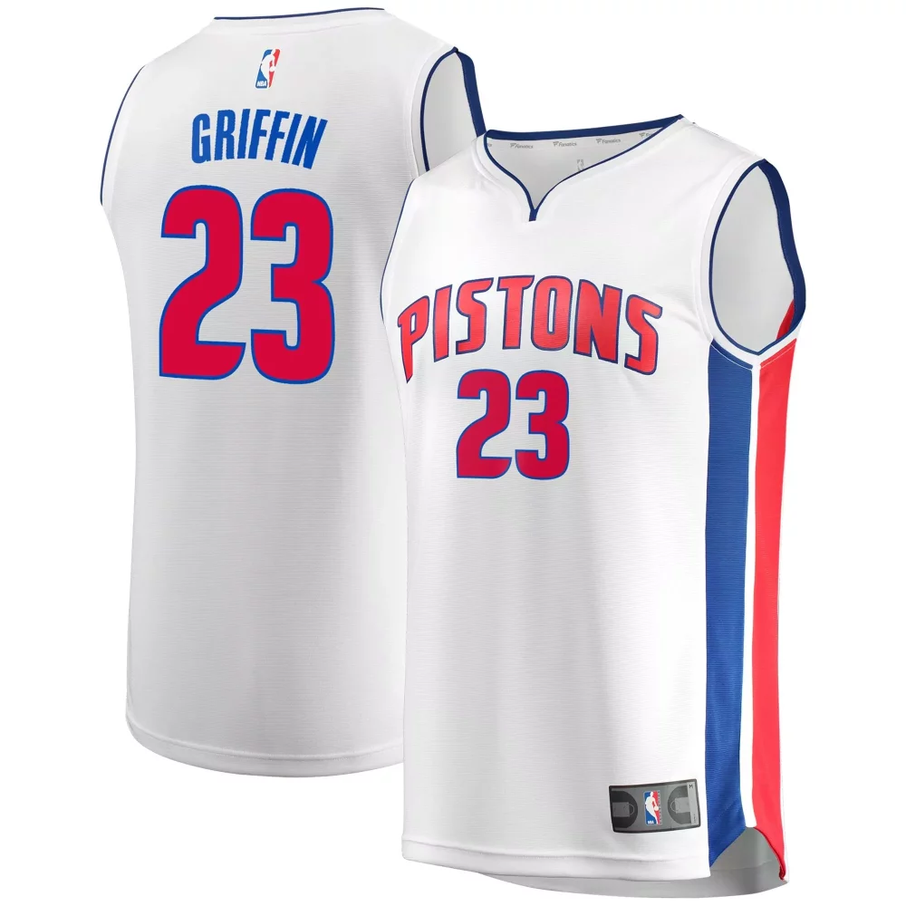 Blake Griffin 23 Pistons Jersey White Men Blue Red