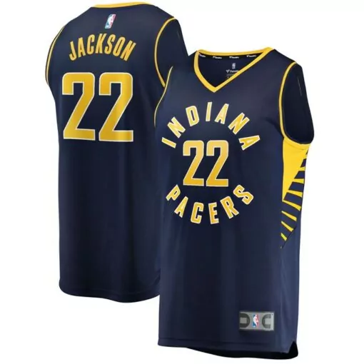 Isaiah Jackson 22 Indiana Pacers Jersey Navy Blue Men Yellow Icon