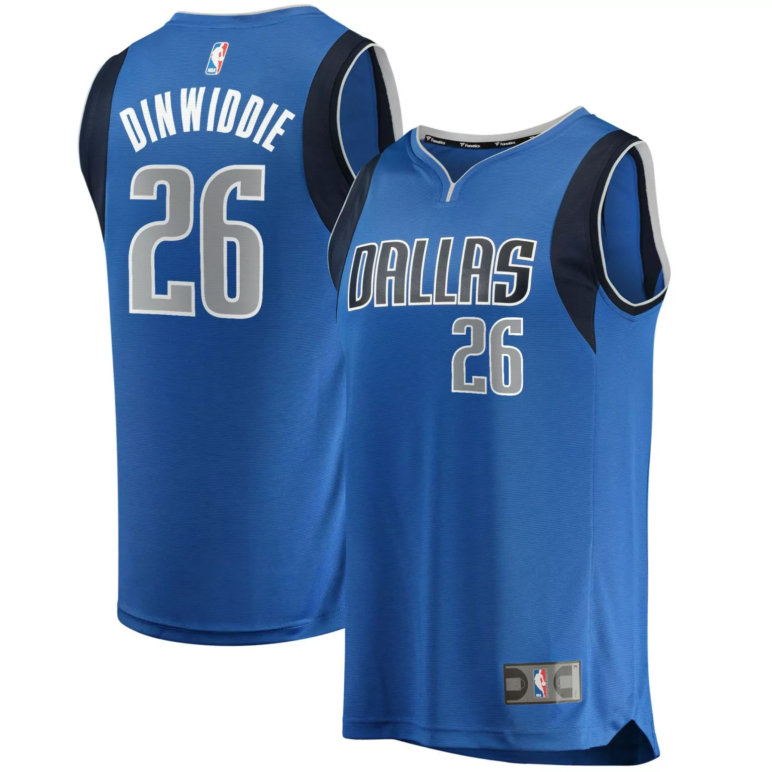 Spencer Dinwiddie 26 Jersey Blue Dallas Mavericks Men NBA Gray Navy Icon