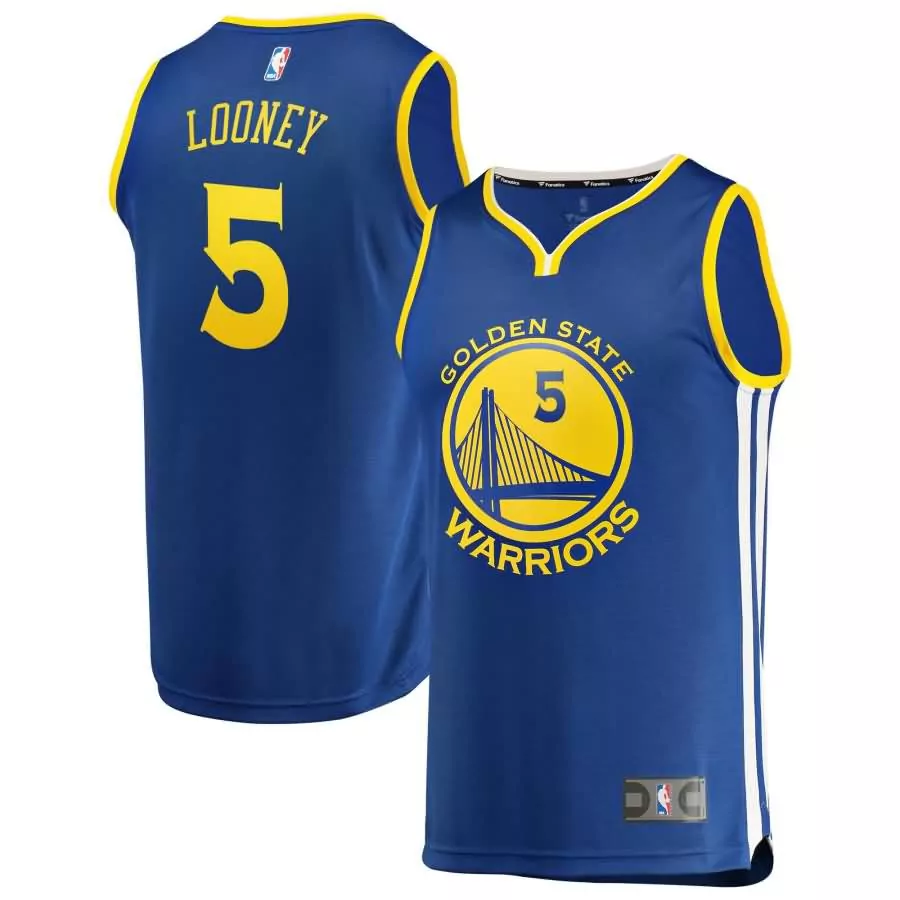 Kevon Looney 5 Jersey Royal Blue Golden State Warriors Men Yellow White Icon