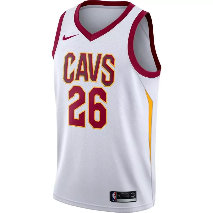 Custom Cleveland Cavaliers 26 Jersey White Men Maroon Gold Swingman