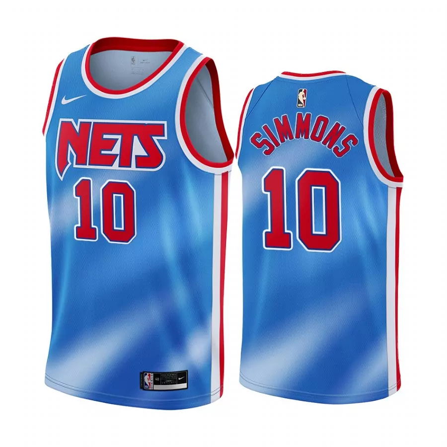 Ben Simmons 10 Nets Jersey Blue Men Split Design Red White Classic