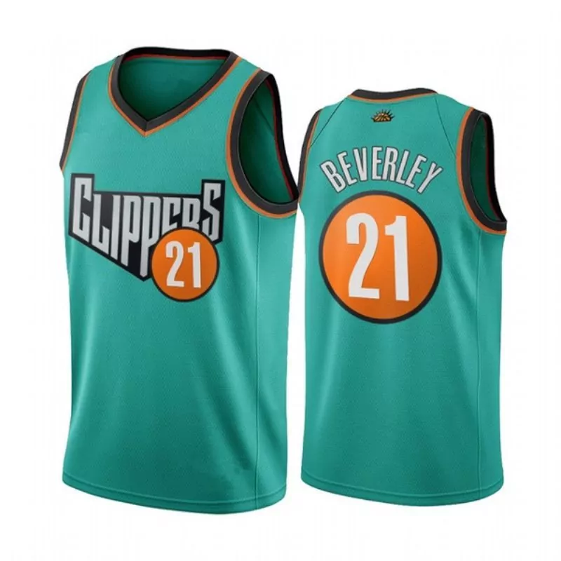 Patrick Beverley 21 Clippers Jersey Teal Men Orange Black White