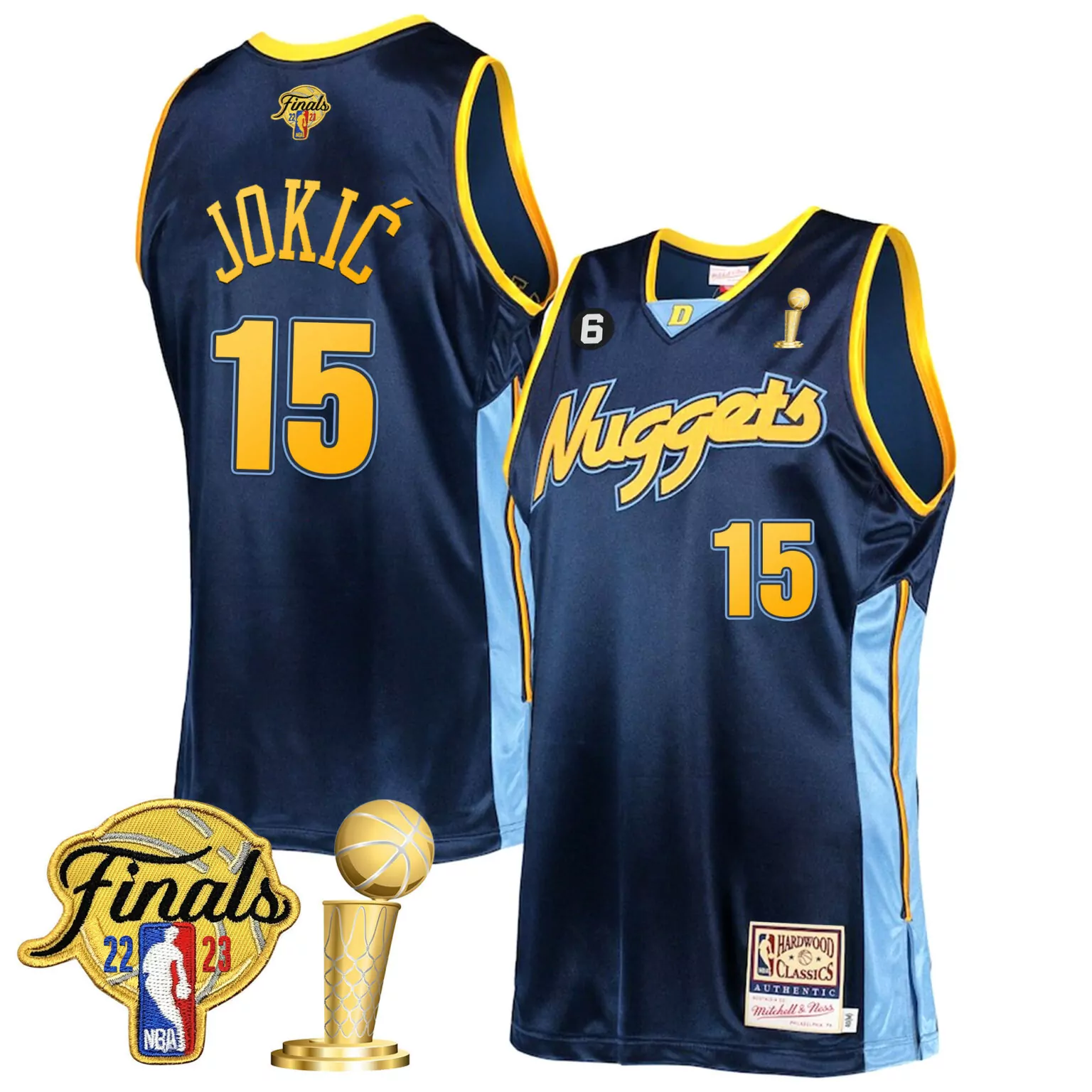 Nikola Jokic 15 Nuggets Jersey Navy Hardwood Classics Authentic Finals 2022-2023 2022