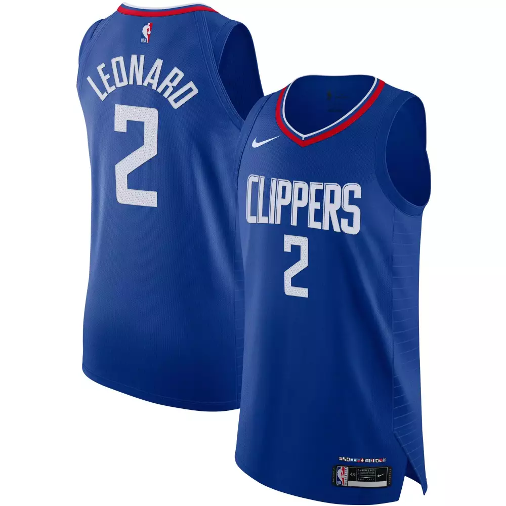 Kawhi Leonard 2 Clippers Jersey Blue Men Standard White Red Icon