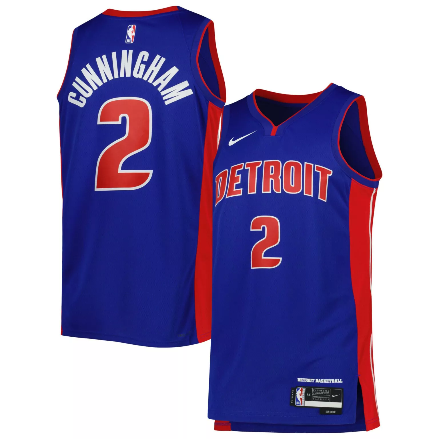 Cade Cunningham 2 Detroit Pistons Jersey Blue Men Icon Edition Red
