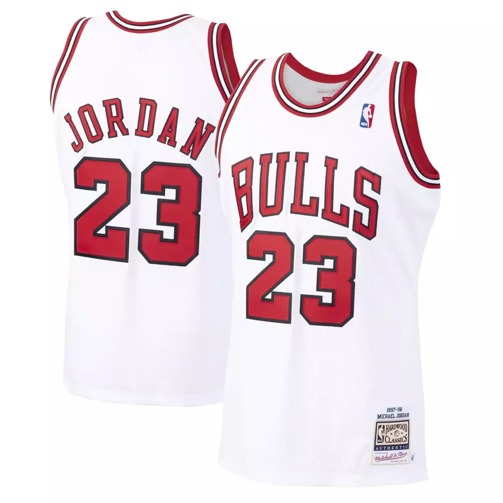 Michael Jordan 23 Bulls Jersey White 1997-98 Hardwood Classics Men Red Black