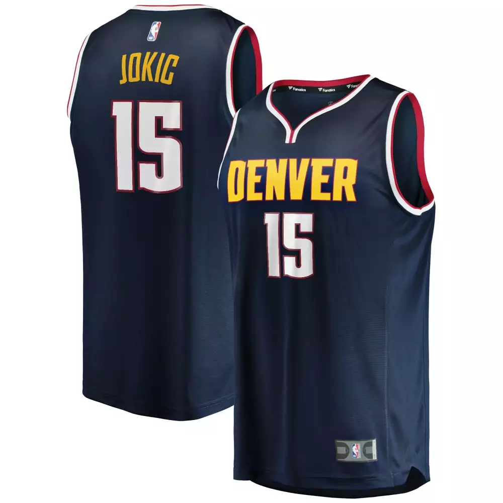 Nikola Jokic 15 Denver Nuggets Jersey Navy Men NBA Yellow Red White Icon