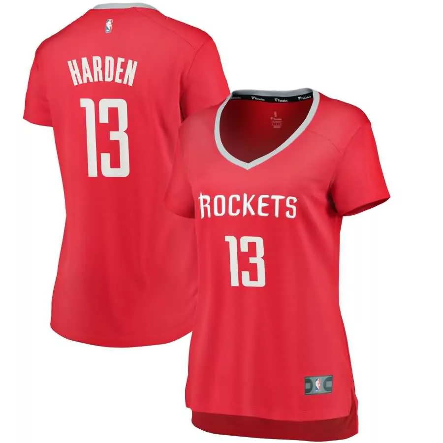James Harden 13 Rockets Jersey Red Women White