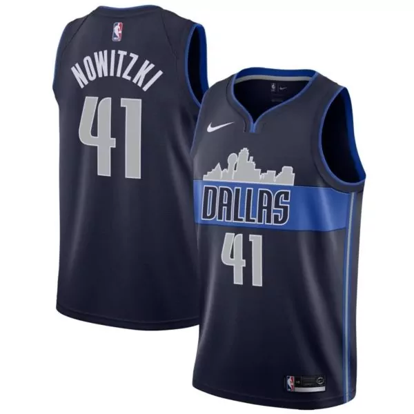 Dirk Nowitzki 41 Dallas Mavericks Jersey Navy Blue Men White Royal Swingman