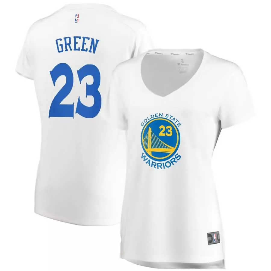 Draymond Green 23 Jersey White Golden State Warriors Women T-shirt Blue Yellow