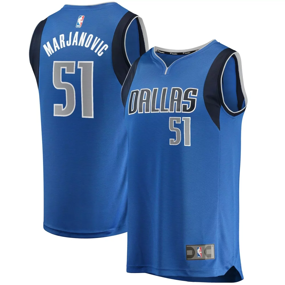 Boban Marjanovic 51 Jersey Royal Blue Dallas Mavericks Men Replica Navy Silver Icon