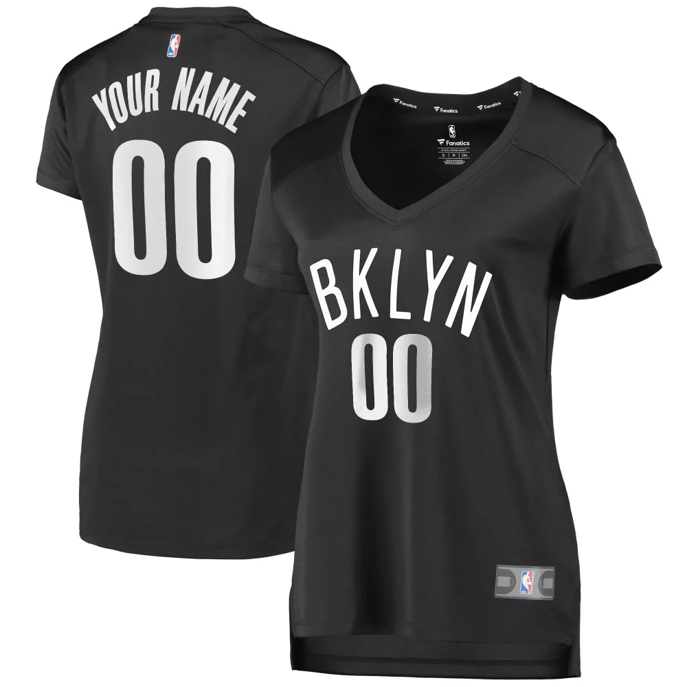 Custom Brooklyn Nets Jersey Black Women White Replica